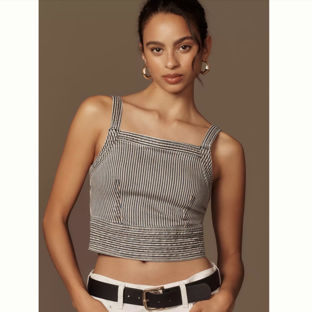 Anthropologie Nika Embroidered Cropped Tank